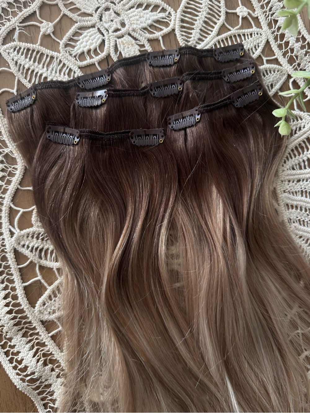 100% Human Hair Clip-In Extensions 16” Blonde Brown 70g